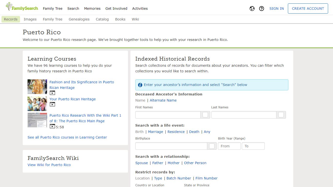 Puerto Rico - FamilySearch